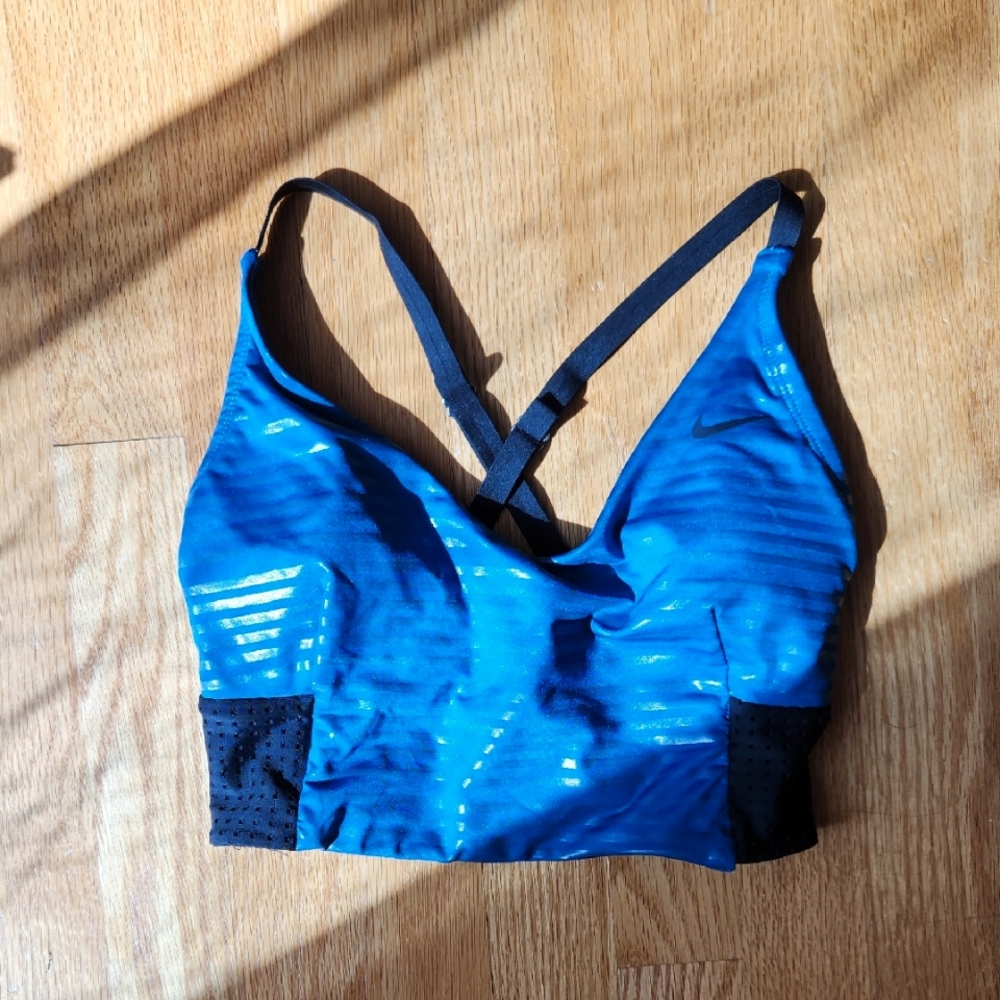 Nike Blue and Black Women's Bathing Suit Top.